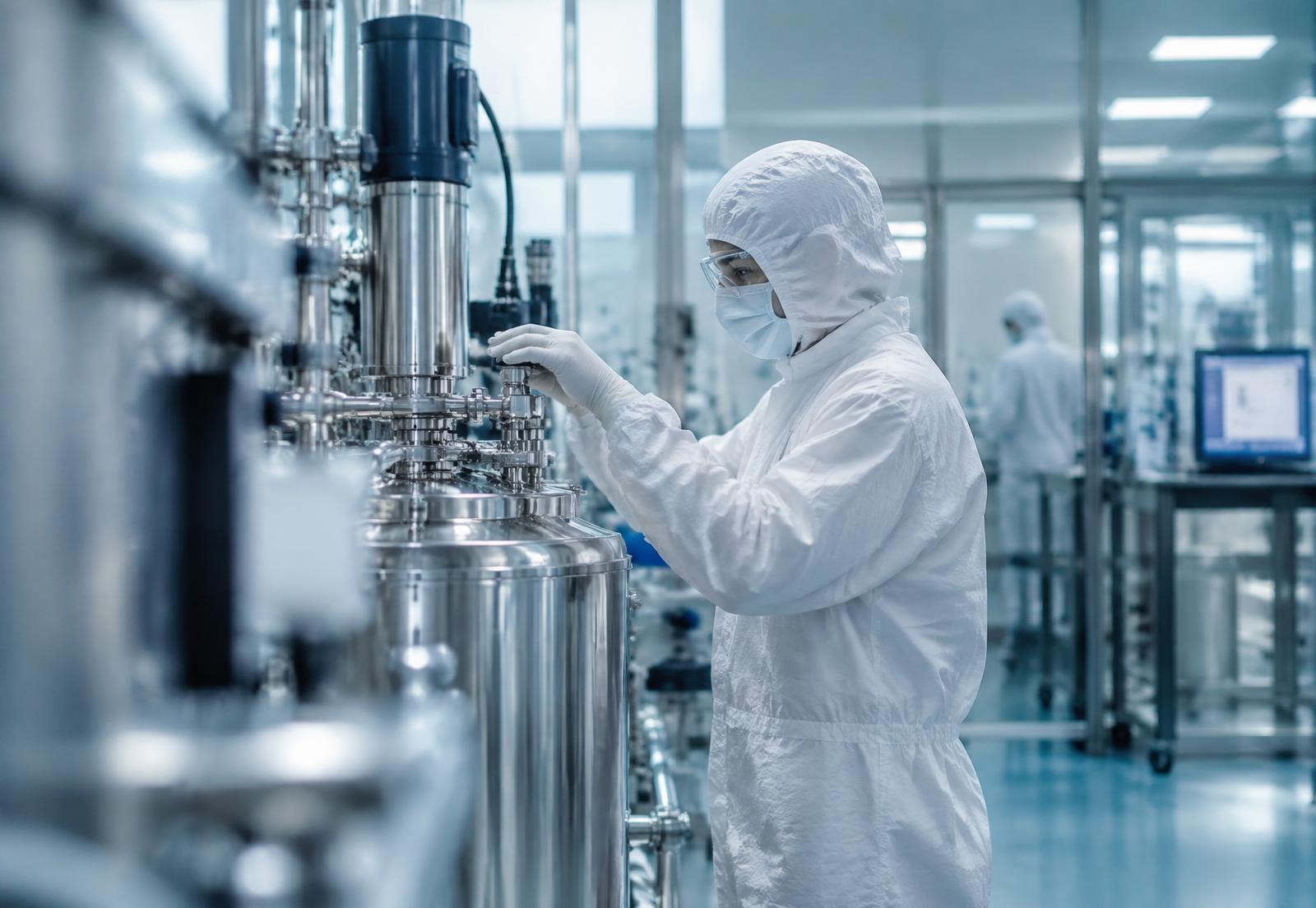 Technician in a pharmaceutical cleanroom